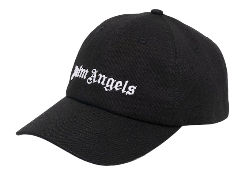 Palm Angels Embroidered Gothic Intarsia Logo Strap-Back Cap Black/White (SS22)