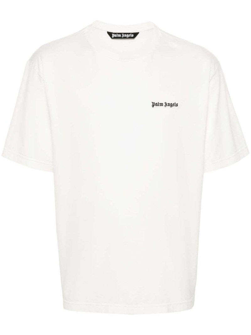 Palm Angels Embroidered-Logo Cotton T-Shirt Off White