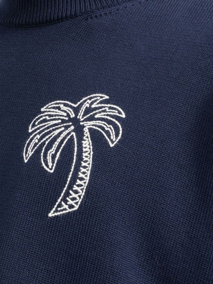 Palm Angels Embroidered Palm Tree Sweatshirt Navy/White