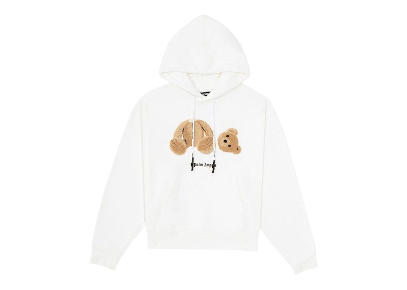 Palm Angels Embroidery Bear Hoodie White/Brown