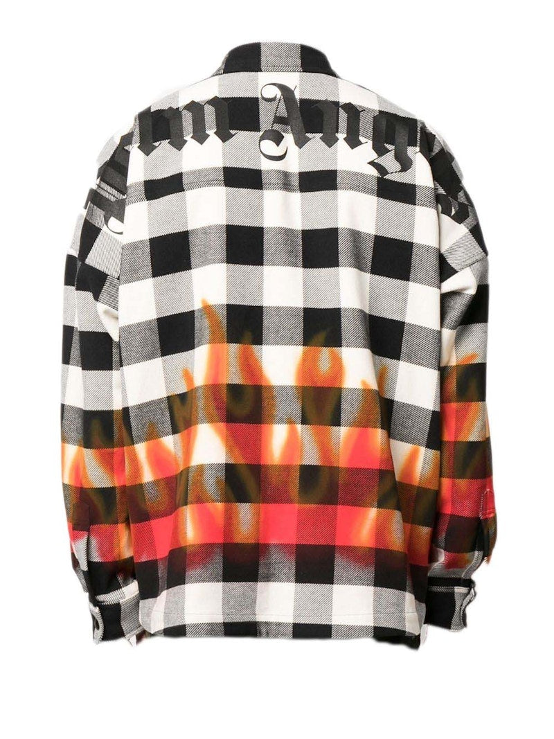 Palm Angels Flames Flannel Overshirt White/Black