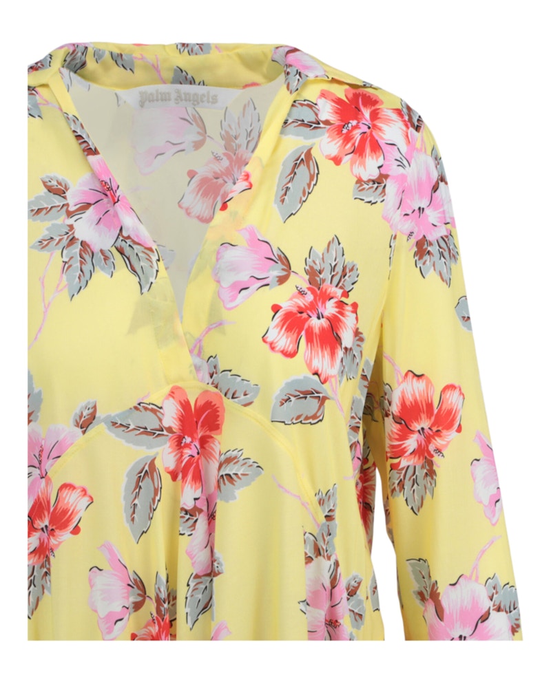 Palm Angels Floral Printed Asymmetric Hem Dress Multi