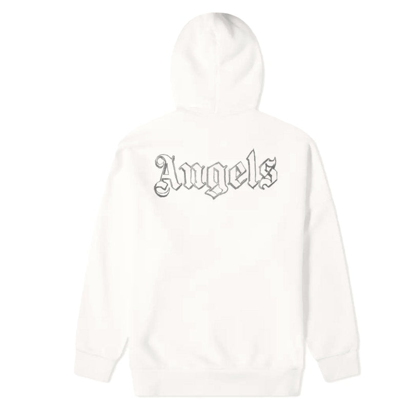 Palm Angels Front and Back Logo Popover GID Hoodie White