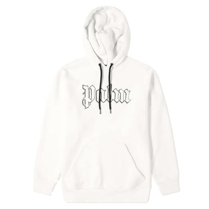 Palm Angels Front and Back Logo Popover GID Hoodie White