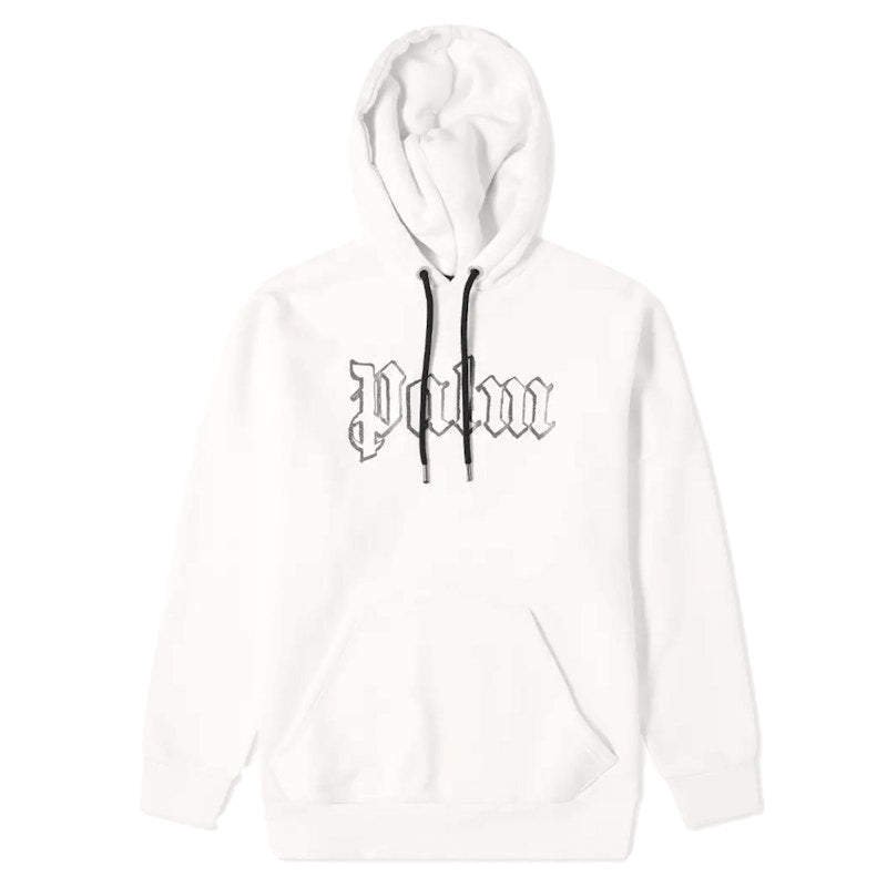Palm Angels Front and Back Logo Popover GID Hoodie White
