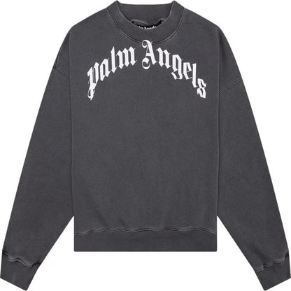 Palm Angels GD Curved Logo Washed Sweater Grey
