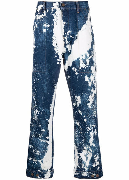 Palm Angels Galaxy Dyed Loose Fit Jeans Blue Brown