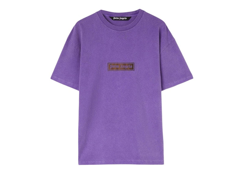 Palm Angels Garment Dye Box Logo T-Shirt Purple/White