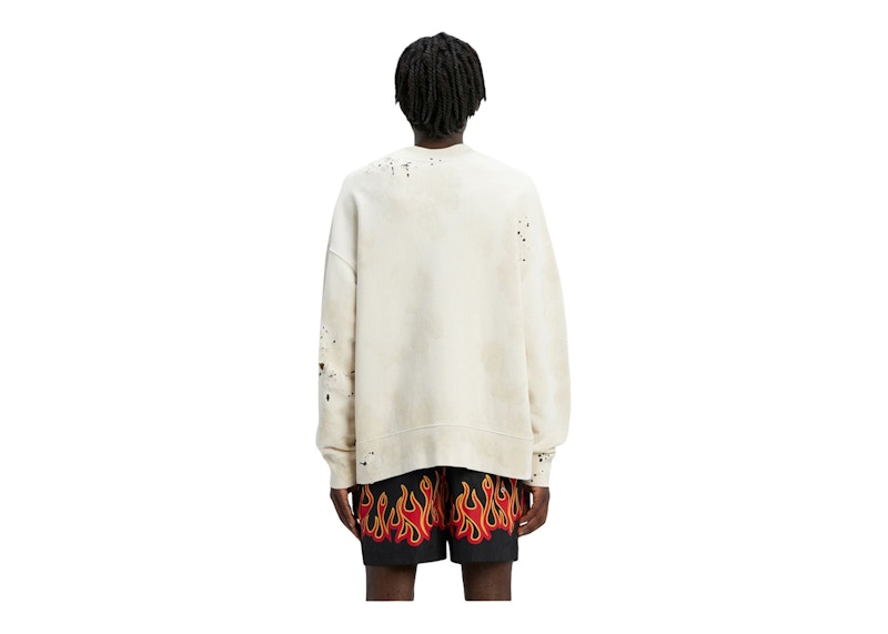 Palm Angels Glittered Logo Sweatshirt Off White/Black