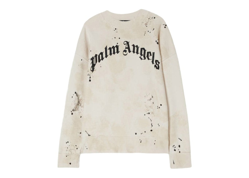 Palm Angels Glittered Logo Sweatshirt Off White/Black