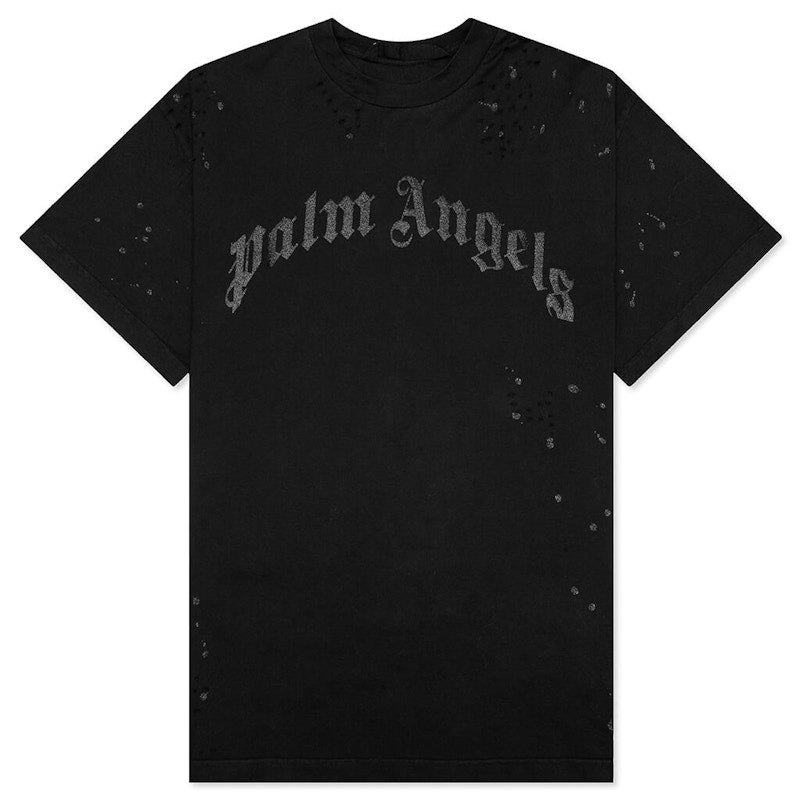 Palm Angels Glittered Logo T-Shirt Black