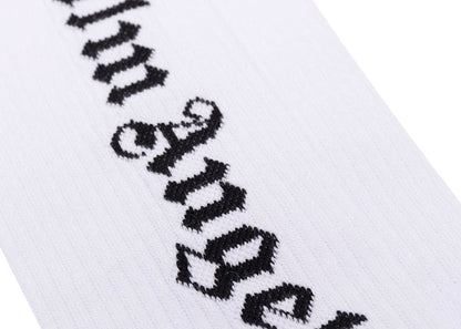 Palm Angels Gothic Intarsia Logo Socks White/Black (SS22)
