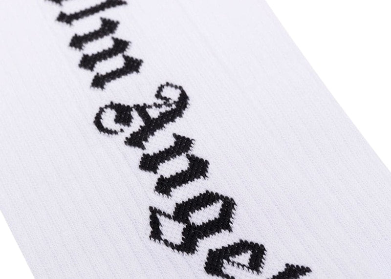 Palm Angels Gothic Intarsia Logo Socks White/Black (SS22)