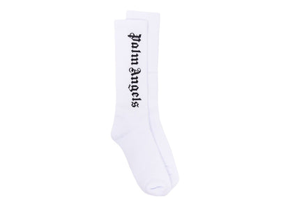 Palm Angels Gothic Intarsia Logo Socks White/Black (SS22)