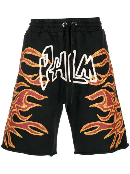 Palm Angels Graffiti Flames Sweatshorts Black/White