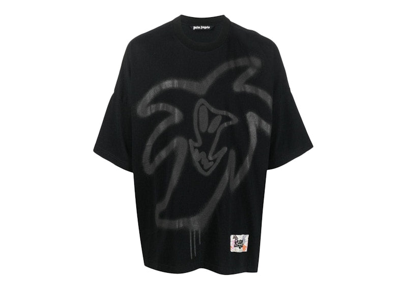 Palm Angels Graffiti-Print Organic Cotton T-shirt Black