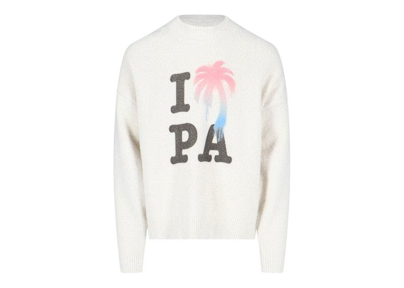 Palm Angels I Love PA Knitted Crew Sweat Cream/Multi