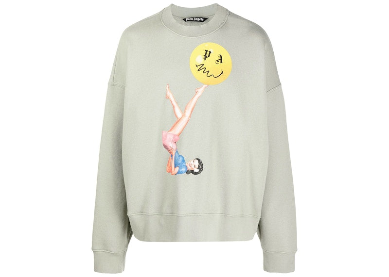 Palm Angels Juggler Pin Up Crewneck Sweatshirt Light Green