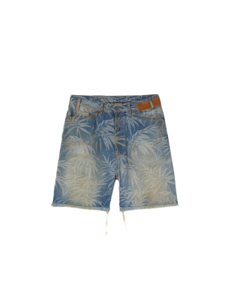 Palm Angels Jungle Denim Shorts Light Blue/Off White