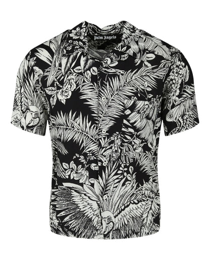 Palm Angels Jungle Palms Bowling Shirt Black/White