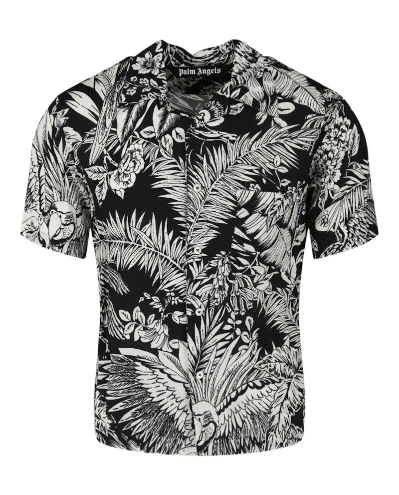 Palm Angels Jungle Palms Bowling Shirt Black/White