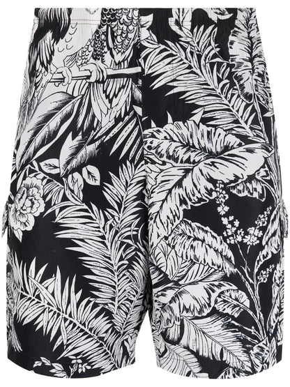 Palm Angels Jungle Parrots Swim Shorts Black/White