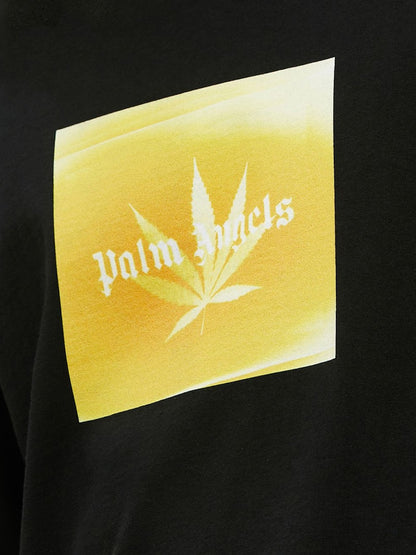 Palm Angels Leaf Print Logo Longsleeve T-Shirt Black/Yellow
