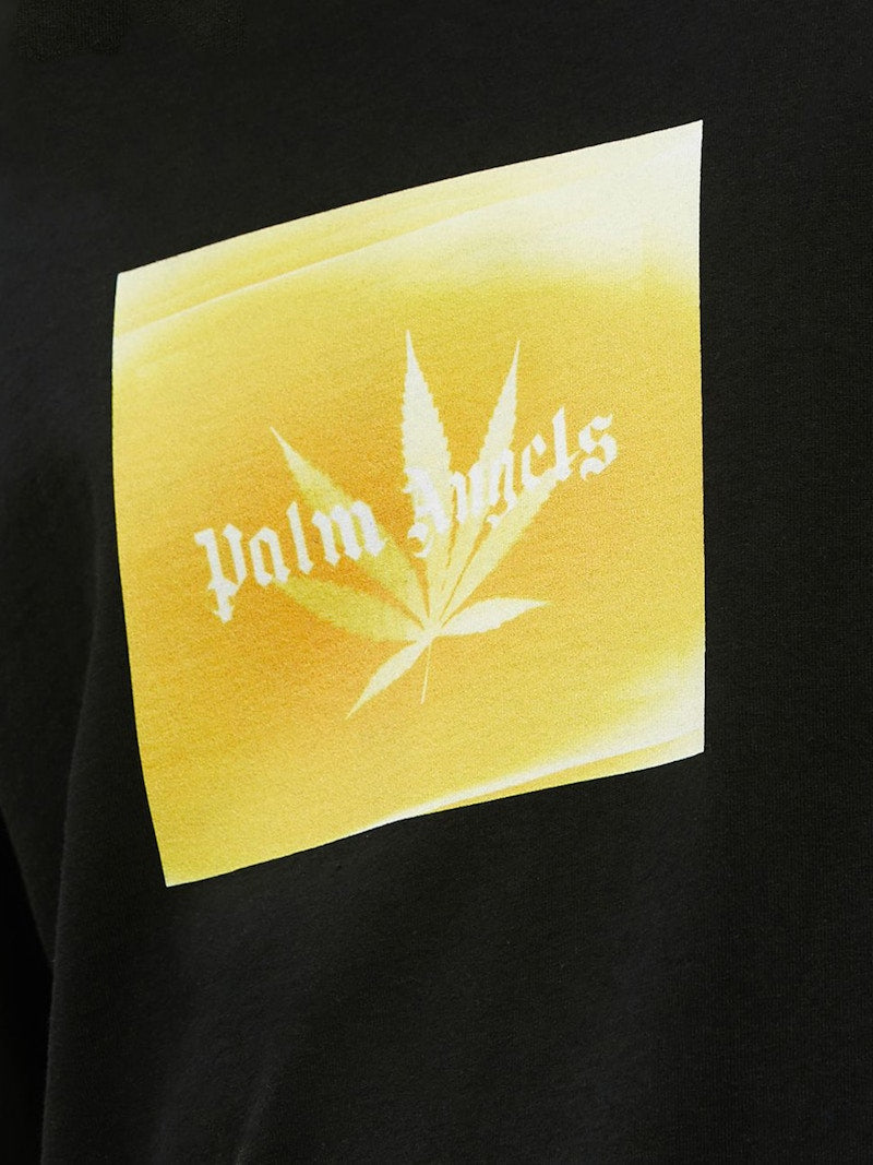 Palm Angels Leaf Print Logo Longsleeve T-Shirt Black/Yellow