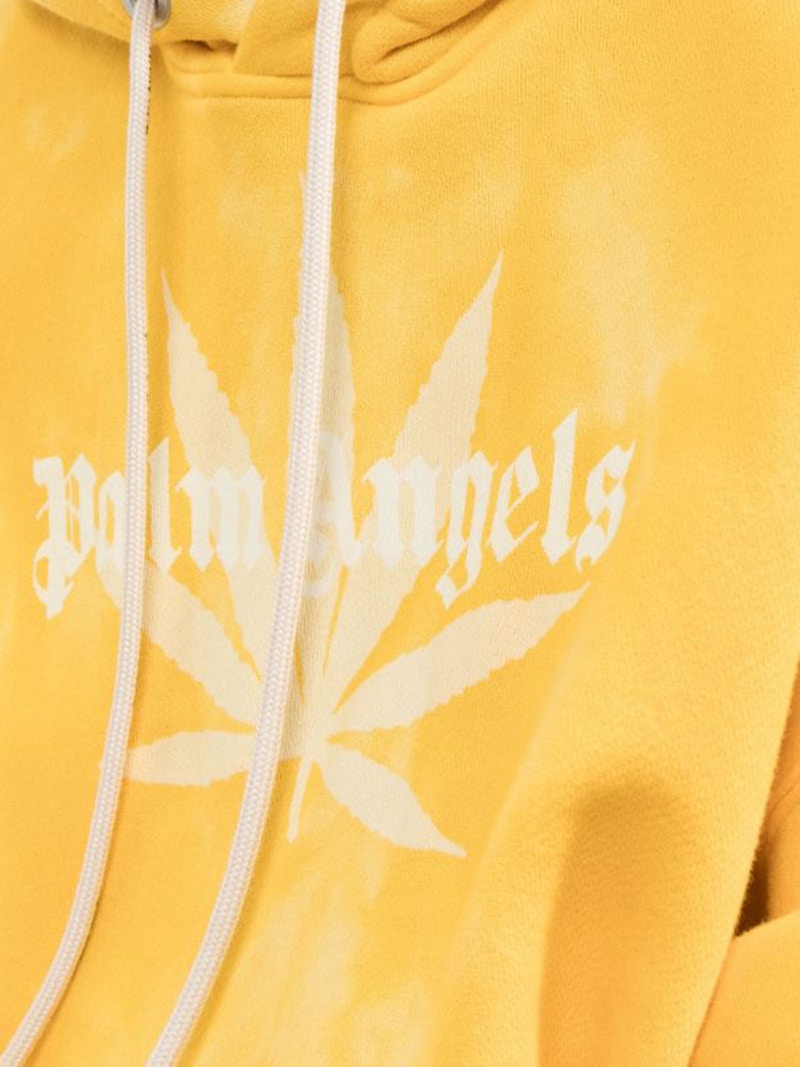 Palm Angels Leaf Tie Dye Hoodie Yellow