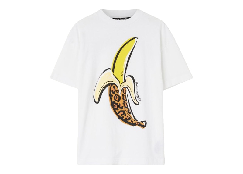 Palm Angels Leopard Banana Classic T-Shirt White/Yellow