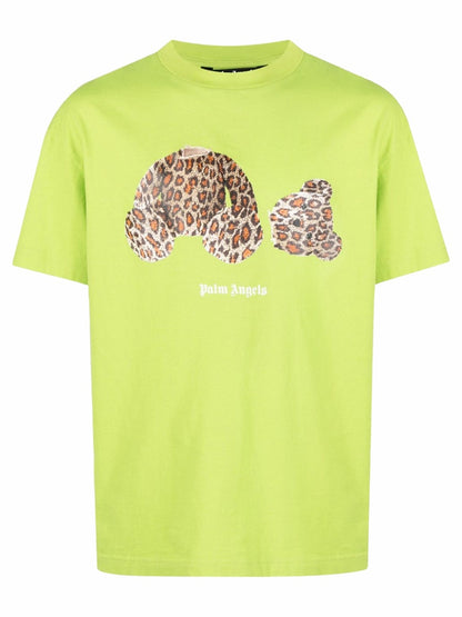 Palm Angels Leopard Bear T-Shirt Lime Green/Brown