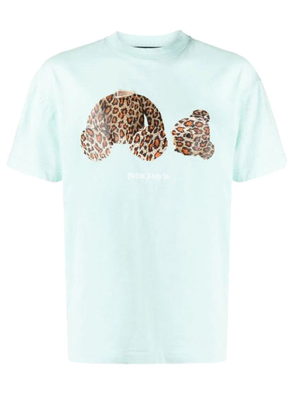 Palm Angels Leopard Bear T-Shirt Seafoam/Brown