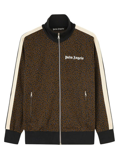 Palm Angels Leopard Track Jacket Military/Black/White