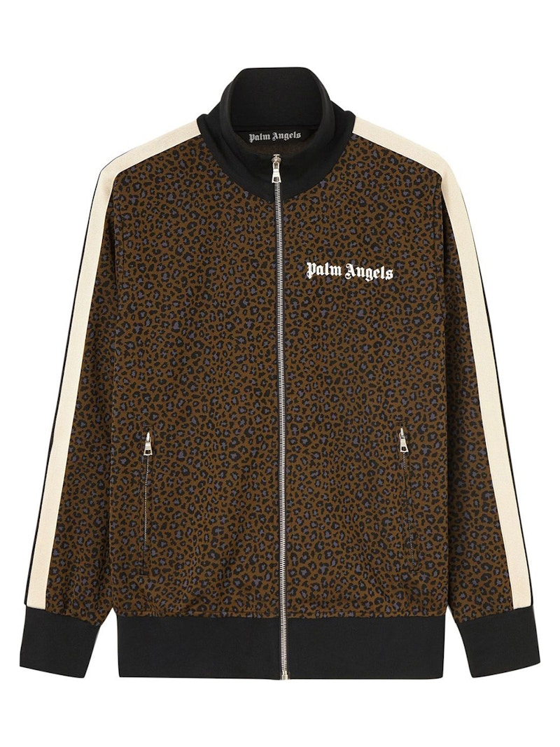 Palm Angels Leopard Track Jacket Military/Black/White