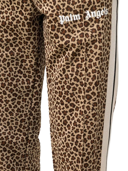 Palm Angels Leopard Track Pants Beige/Off White