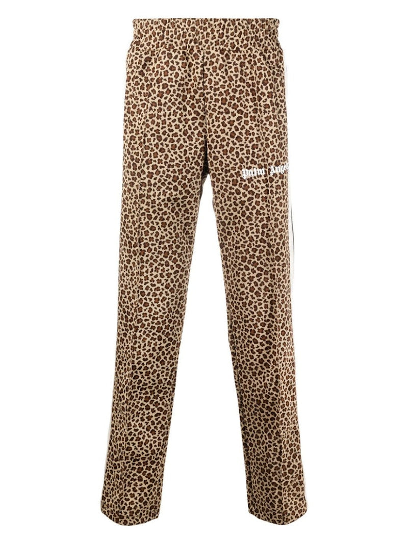 Palm Angels Leopard Track Pants Beige/Off White