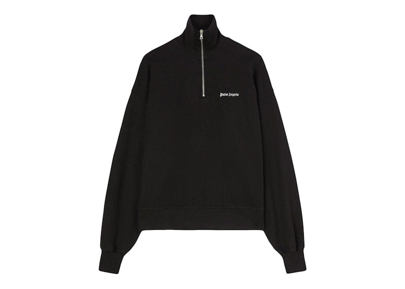 Palm Angels Logo-Embroidered Half-Zip Sweatshirt Black