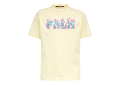 Palm Angels Logo Flames Vint Tee White/Purple