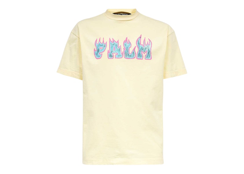Palm Angels Logo Flames Vint Tee White/Purple