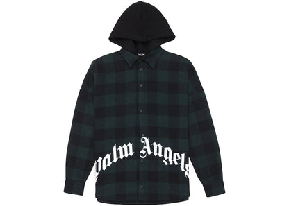 Palm Angels Logo Hooded Overshirt Forest Green