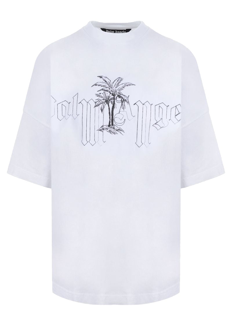 Palm Angels Logo Illustration Oversized T-Shirt White/Black