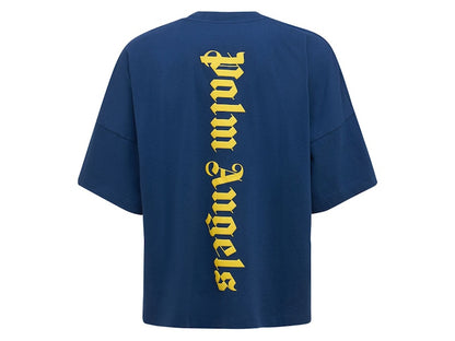 Palm Angels Logo Over T-Shirt Navy Blue/Yellow