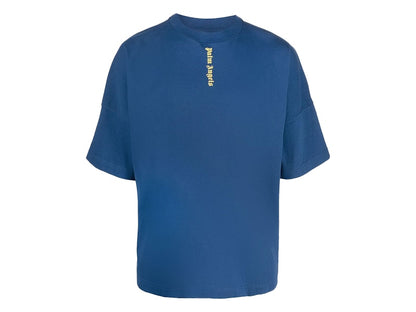 Palm Angels Logo Over T-Shirt Navy Blue/Yellow