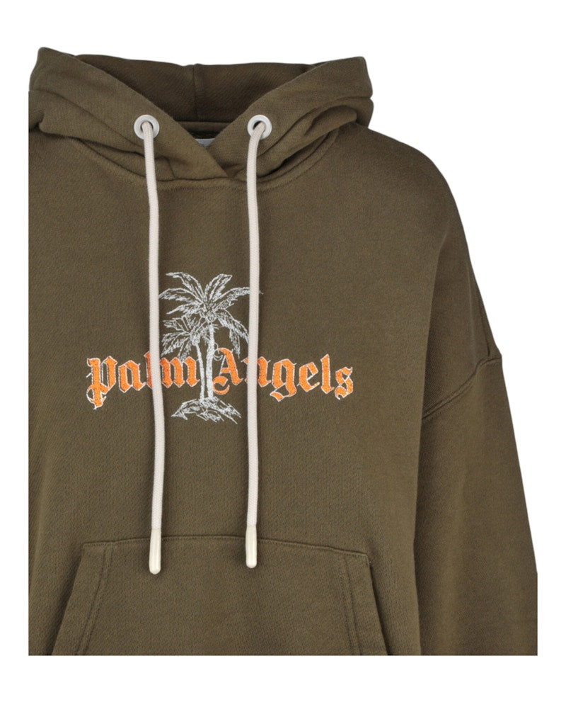 Palm Angels Logo Palm Hoodie Green