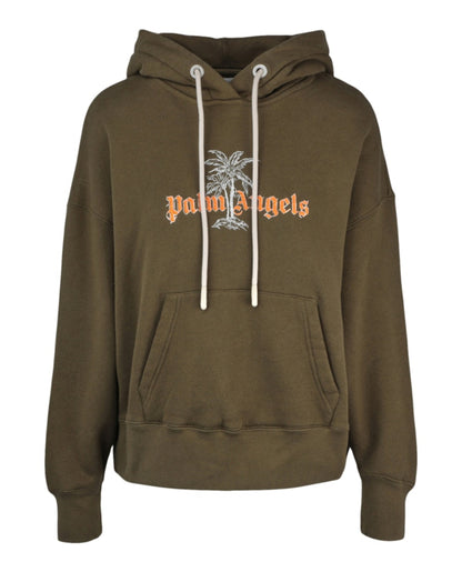 Palm Angels Logo Palm Hoodie Green
