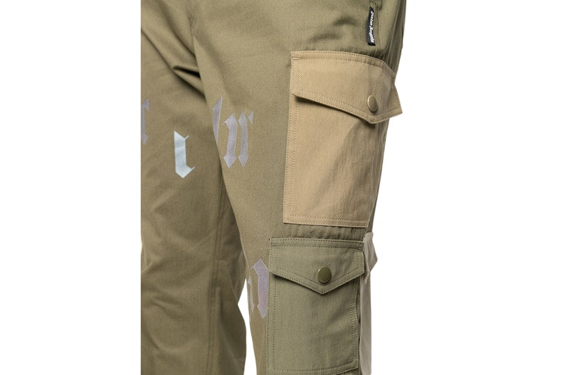 Palm Angels Logo Print Cargo Pants Military Green