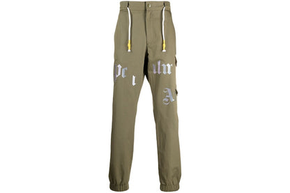 Palm Angels Logo Print Cargo Pants Military Green