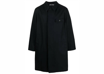 Palm Angels Logo-Print Cotton Coat Black