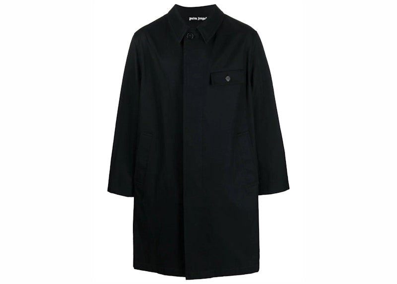Palm Angels Logo-Print Cotton Coat Black