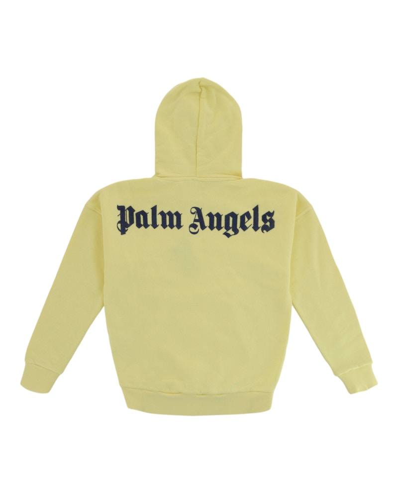 Palm Angels Logo Print Hoodie Navy/Yellow